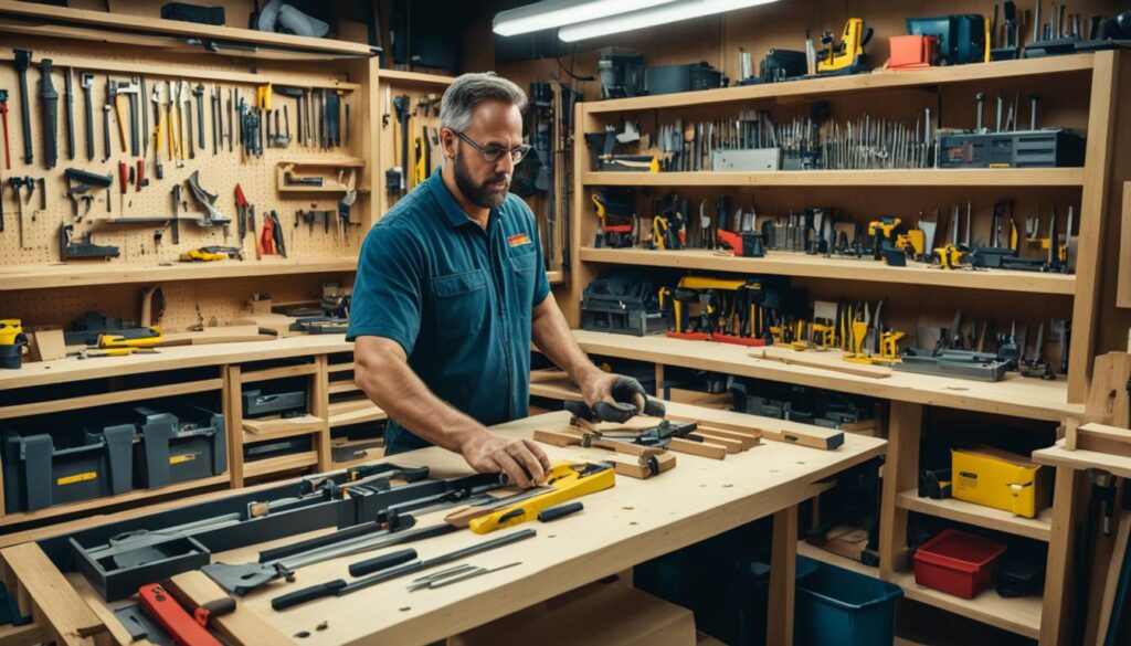 Storage solutions in woodworking shop